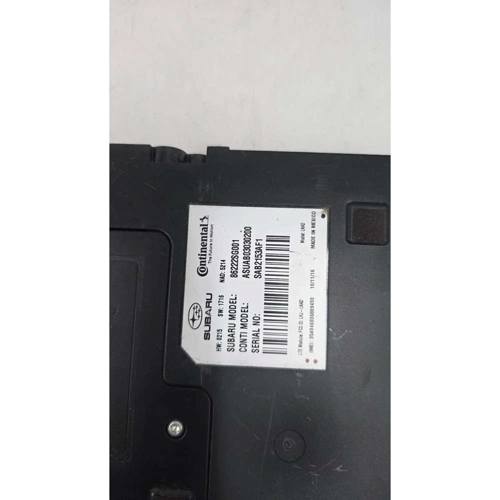 2018 SUBARU FORESTER COMMUNICATIONS TELEMATICS CONTROL MODULE 86222SG001